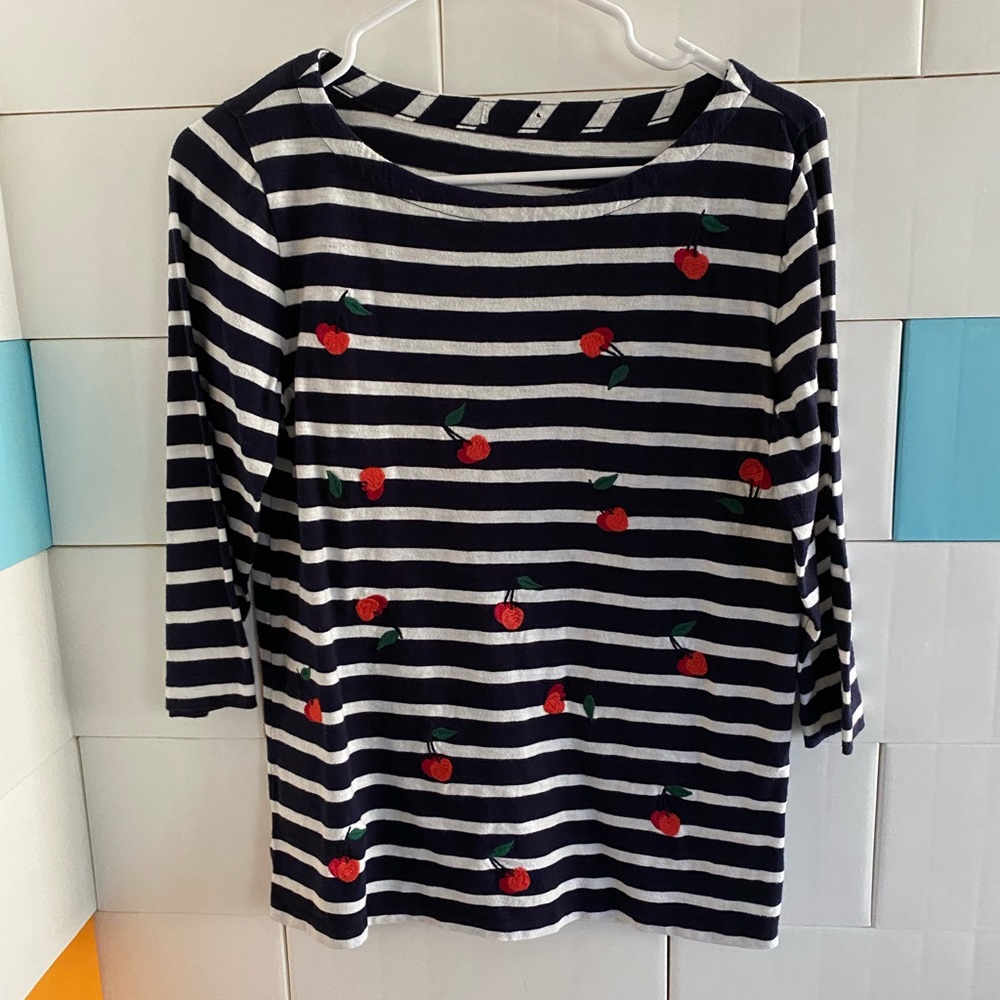 Jcrew cherry striped long sleeve